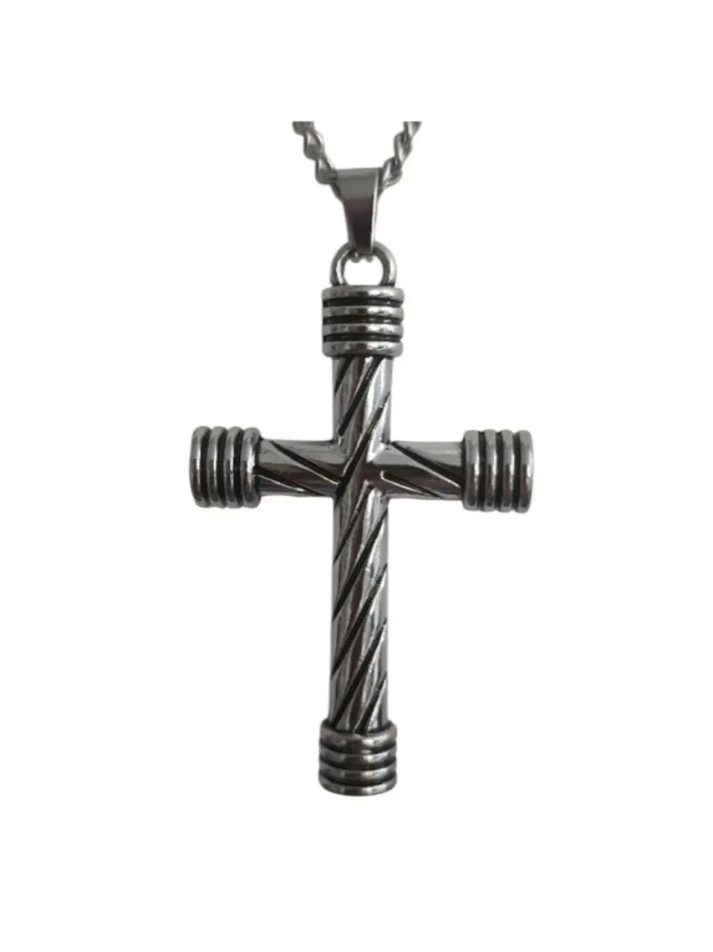 Silvertone Cross Pendant Necklace